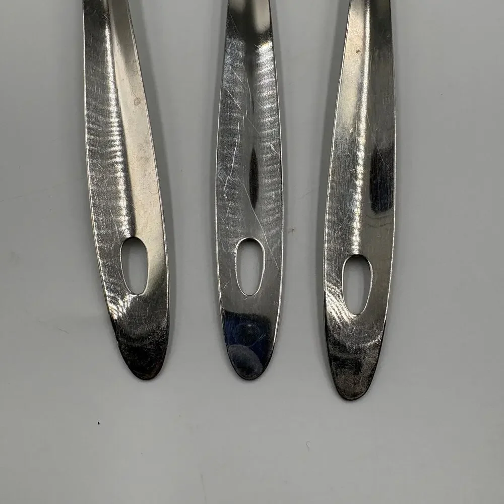 Vintage Stainless Steel Serving Utensils 3 Pc Ladle Spoon Meat Fork MCM